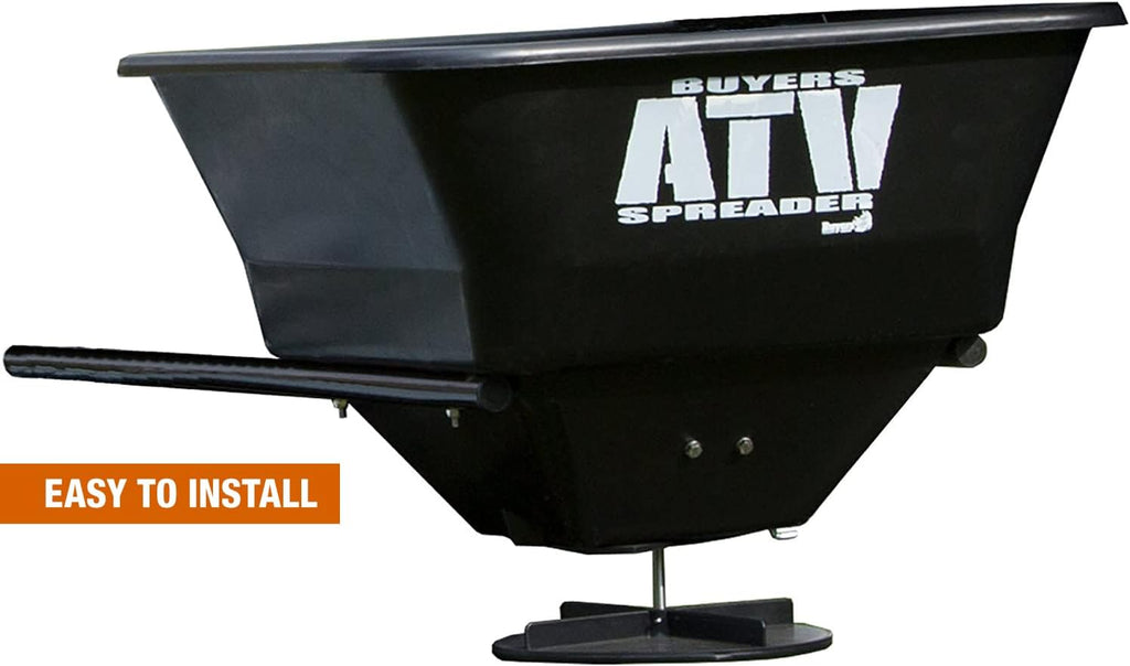 Buyers Products ATVS100 ATV Broadcast Spreader with Rain Cover, 100 lb Capacity, Rear Rack Mount, Poly Hopper, 12V Motor