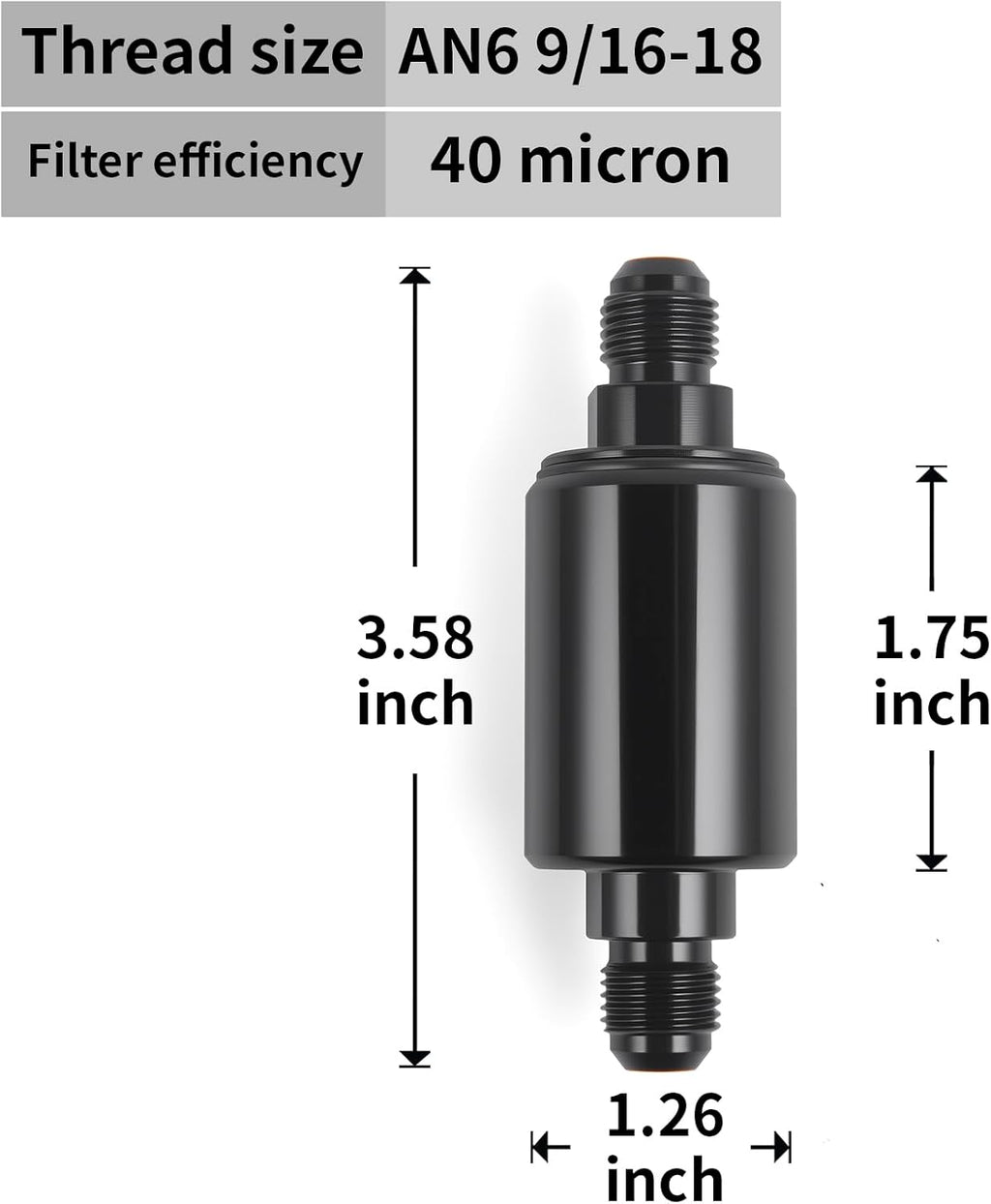 AN6 Fuel Filter 40 Micron Inline Gasoline Filter