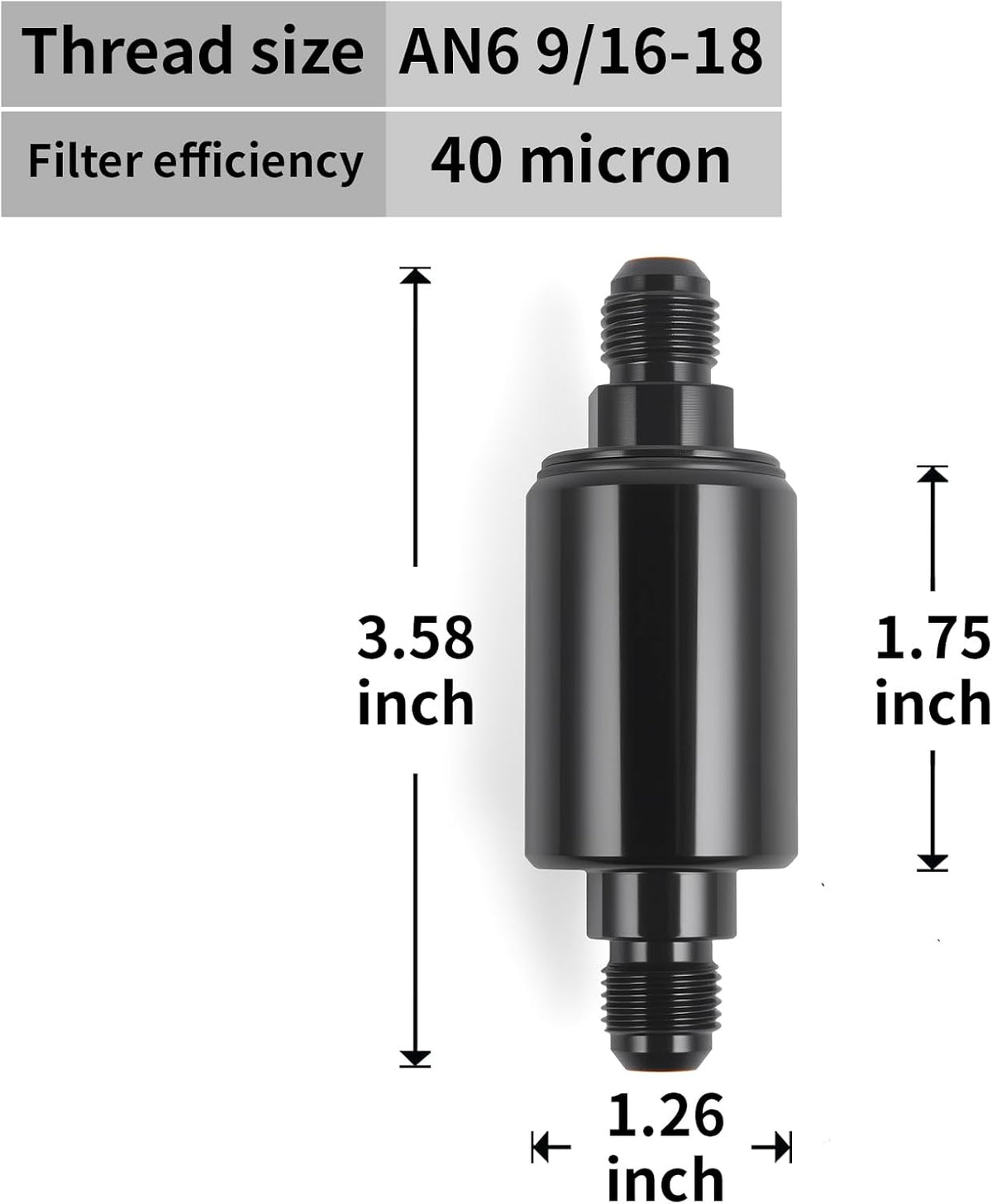 AN6 Fuel Filter 40 Micron Inline Gasoline Filter