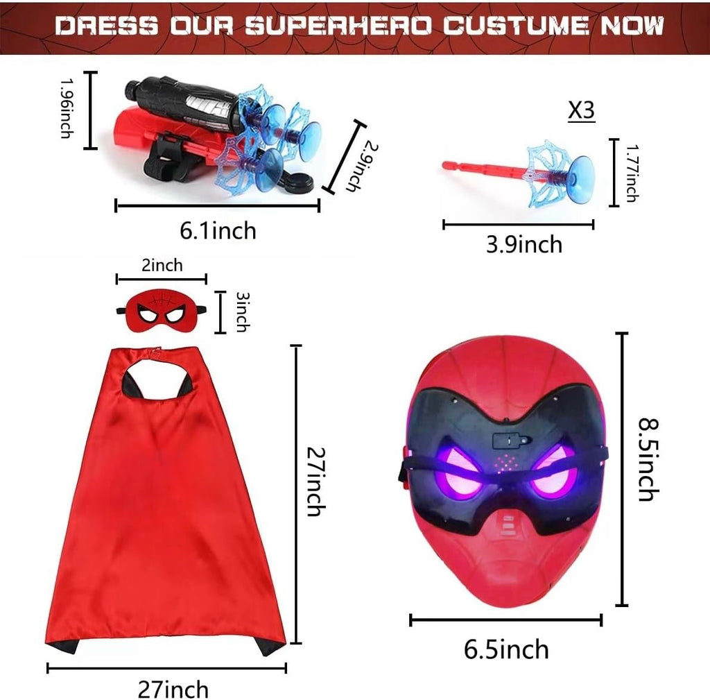 Superhero Costume Masks Capes Boys Web Shooter Toys For Kids Boys Girls | Web Goves Costume Toy for Christmas