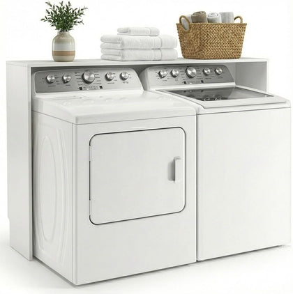 Over the Washer and Dryer Storage Shelf, Laundry Shelf, White | Engineered Wood, Laundry Room Organizer with Side