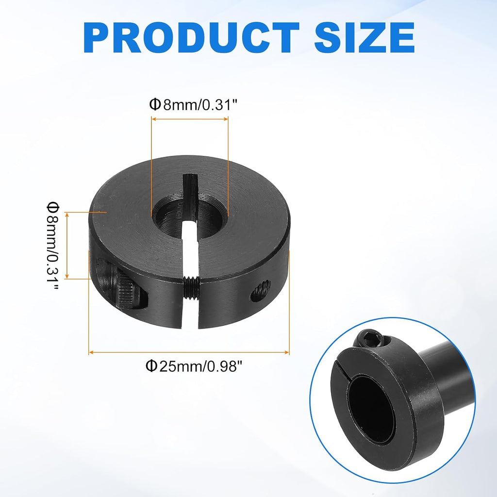 uxcell 4pcs Single Split Shaft Collar 8mm Carbon Steel Black Oxide