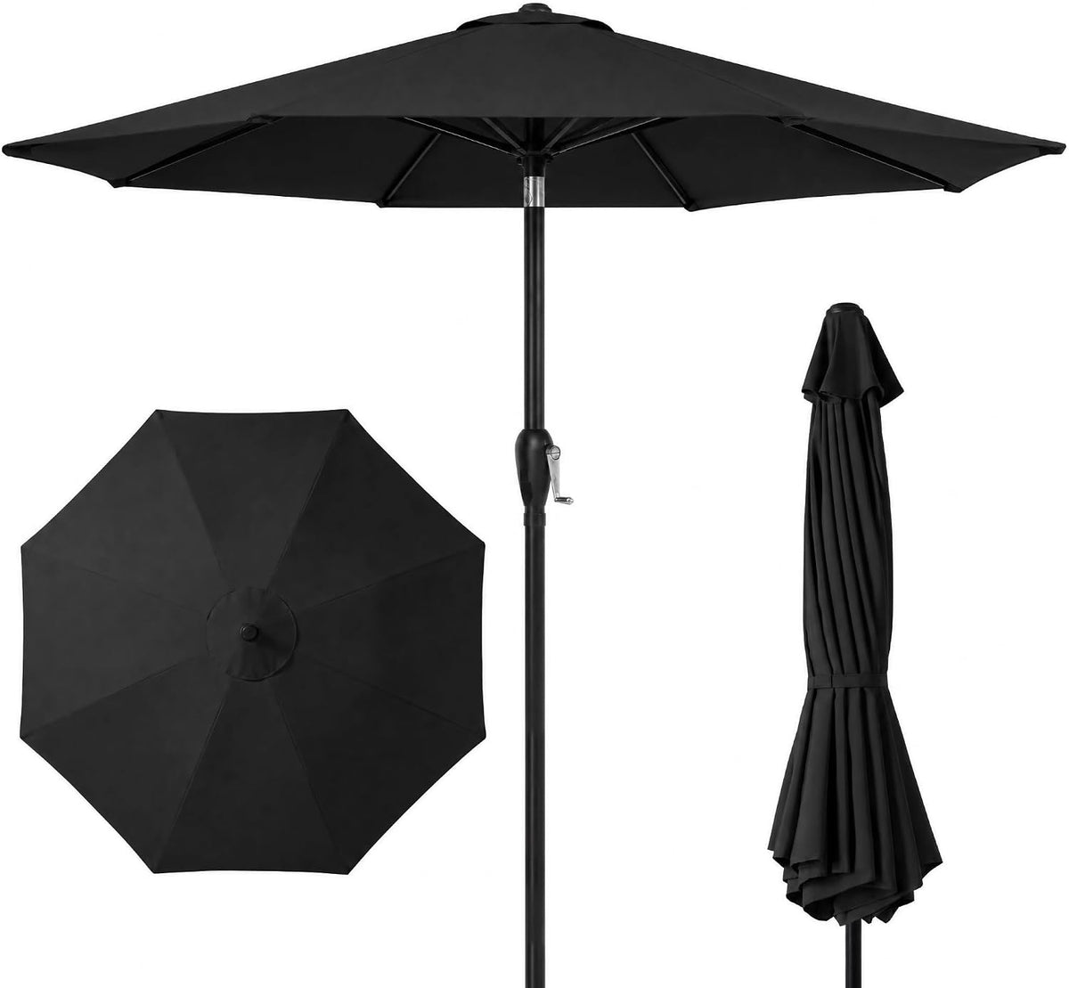 9ft Commercial Grade Patio Umbrella, 5-Year Fade Resistant 260 GSM Polyester Canopy, Rustproof Aluminum Frame, Smooth