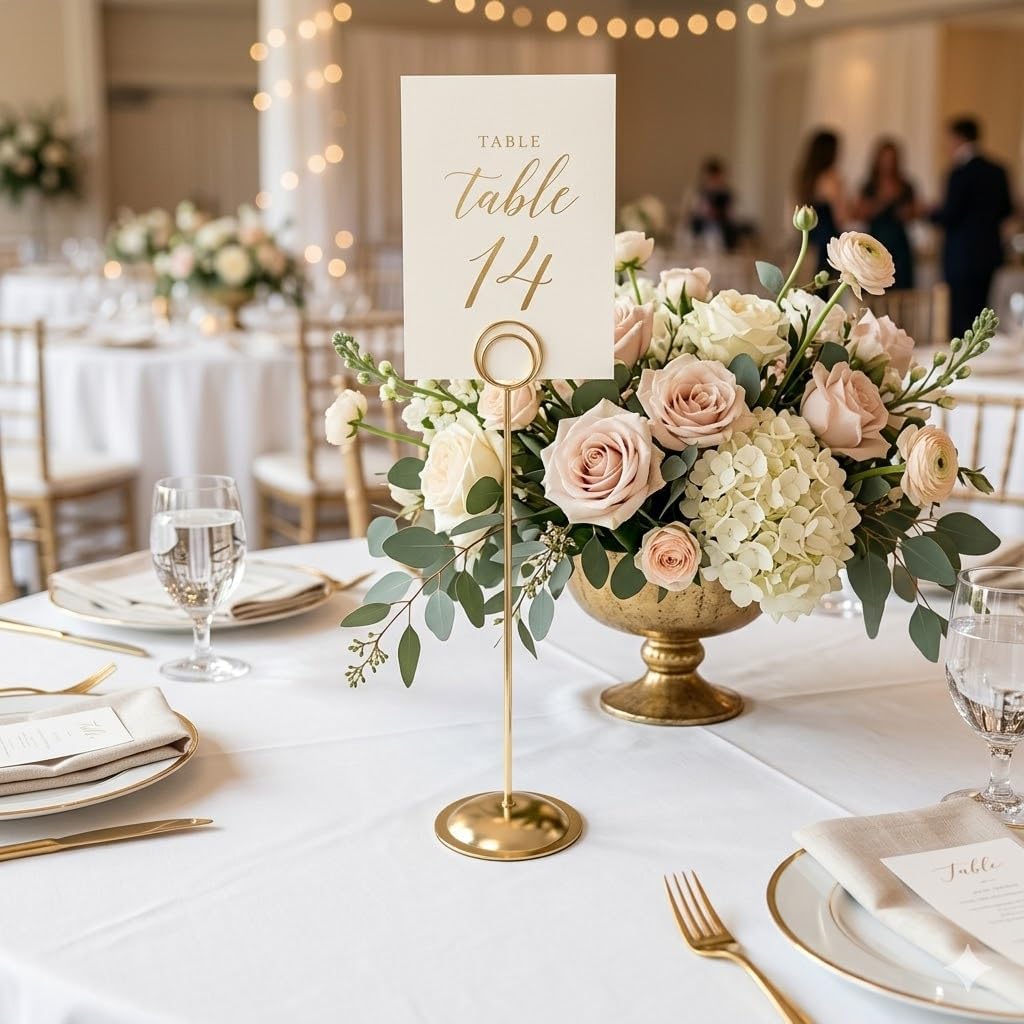 Gold Table Number Holders, 12 Pack, 12", Weddings & Events