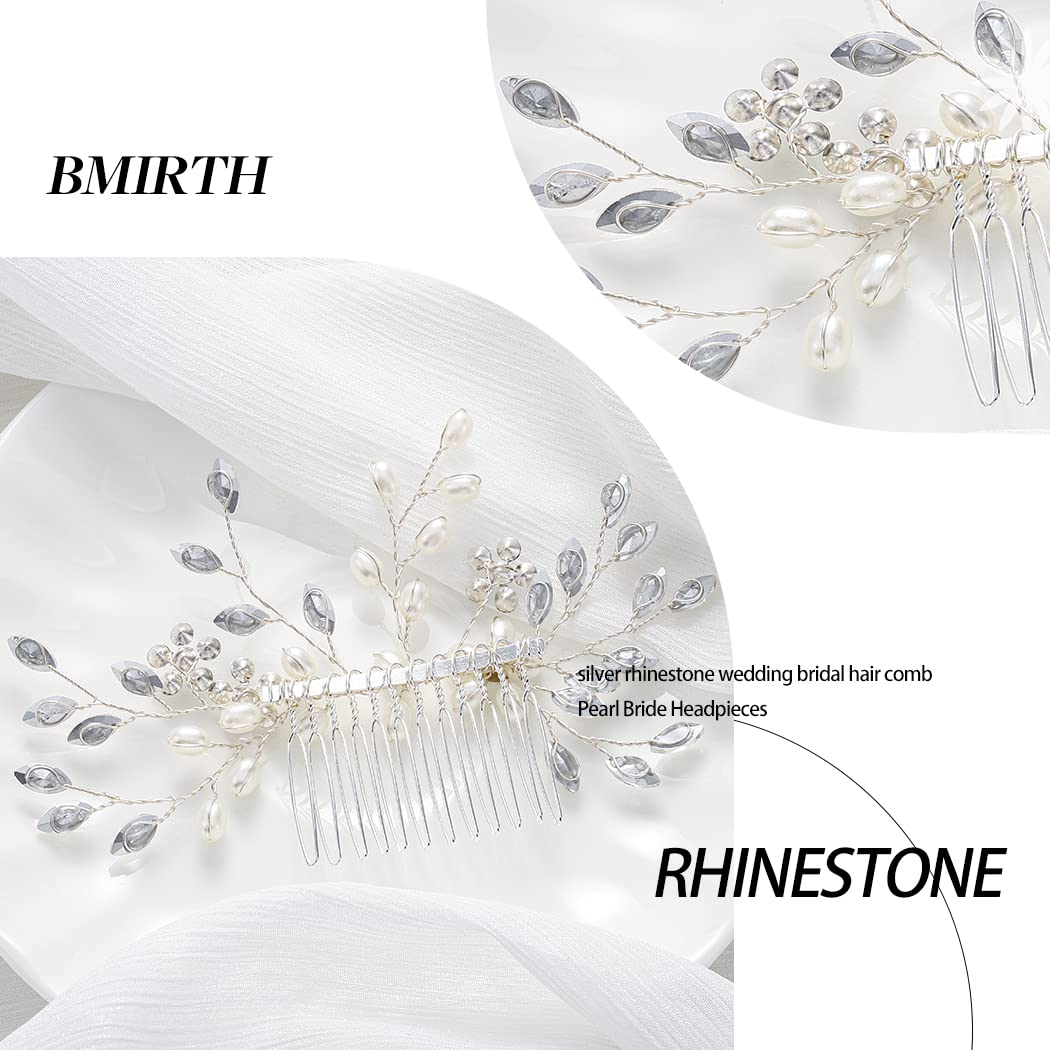 Wedding Hair Comb Pearl Bride Headpieces Rhinestone Bridal Hair Jewelry Side Hair Accessories for Bridesmaids and Brides