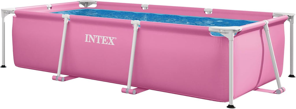 Rectangular Frame 8 ft 6 in x 5 ft 4 in x 26 in Above Ground Pool, Swimming Pool with Steel Frame, Pink - Pump Not