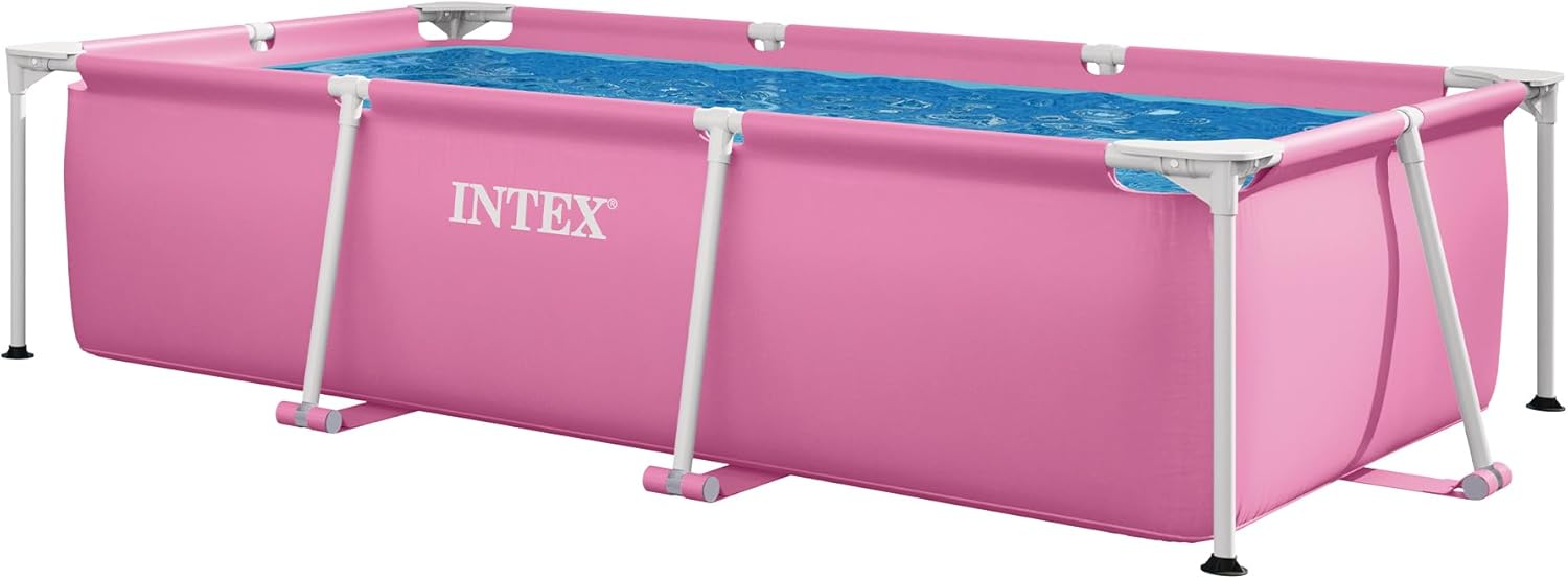 Rectangular Frame 8 ft 6 in x 5 ft 4 in x 26 in Above Ground Pool, Swimming Pool with Steel Frame, Pink - Pump Not