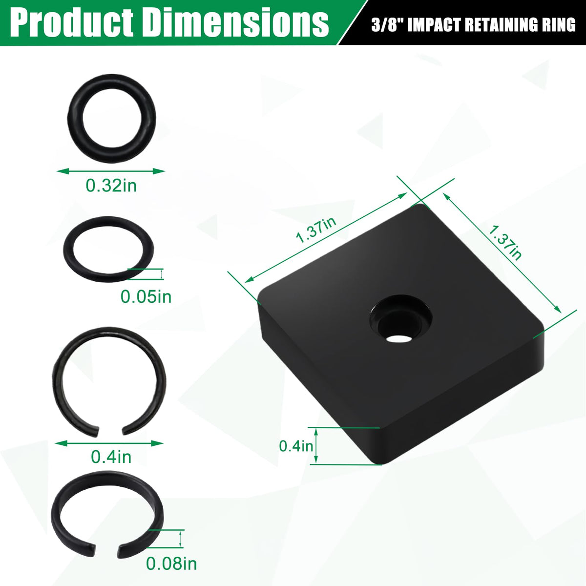 (20 Sets) 3/8" Impact Retaining Ring Clip Impact Friction Ring with O-Ring