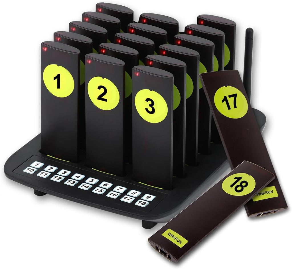 Long Range Wireless Restaurant Pager System,2000Ft Coverage with Vibration & Flashing Alert, Ideal for Food Trucks