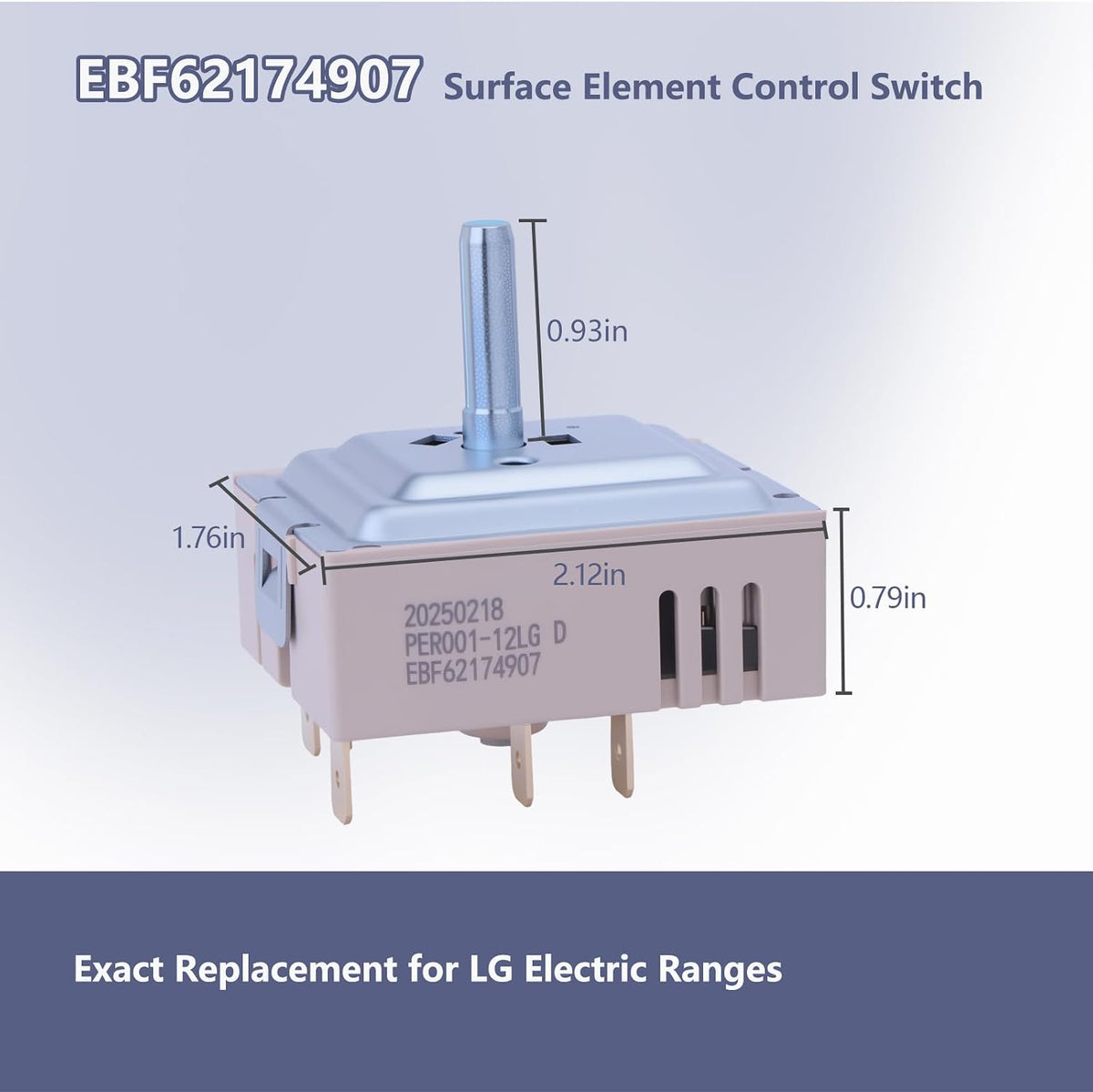 EBF62174907 Infinite Control Switch for LG Electric Cooktop Burner