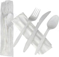 White Individually Wrapped Cutlery Plastic Utensils - Disposable Silverware Set - Pack of 50