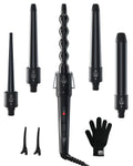 5 in 1 Curling Wand Set, 0.35"-1.25" Interchangeable Ceramic Barrels