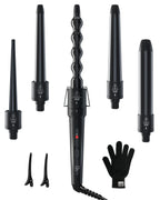 5 in 1 Curling Wand Set, 0.35"-1.25" Interchangeable Ceramic Barrels