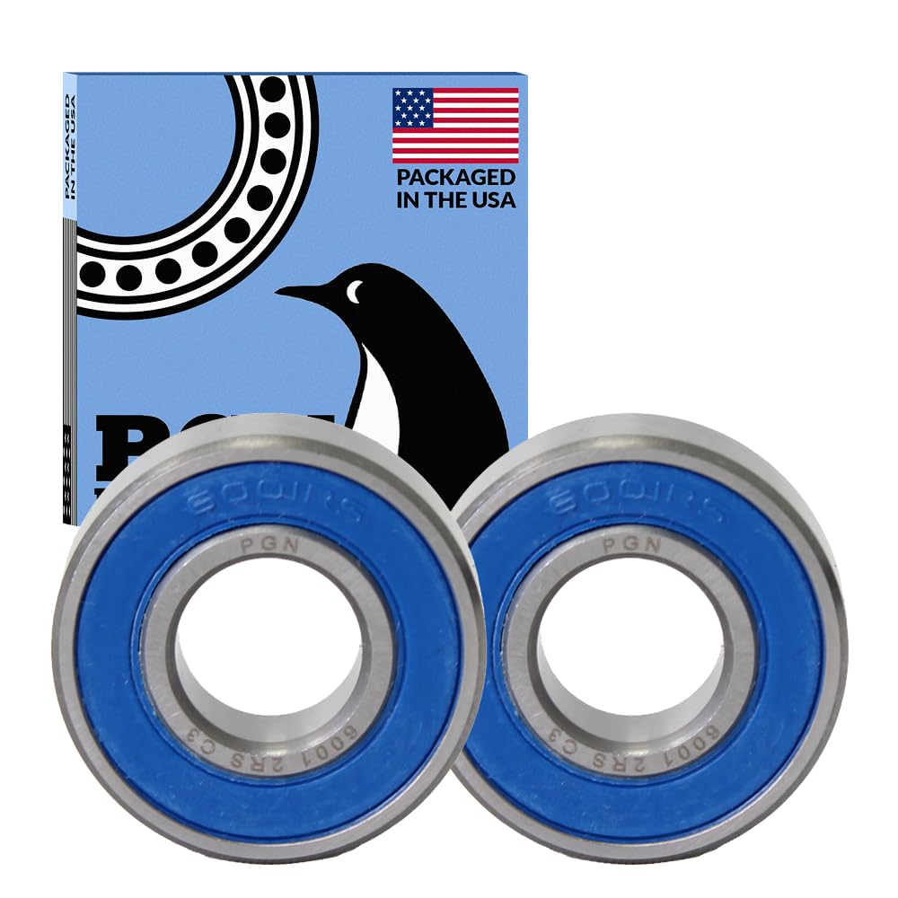 PGN 6001-2RS (2 Pack) Ball Bearing 12x28x8mm Chrome Steel Sealed