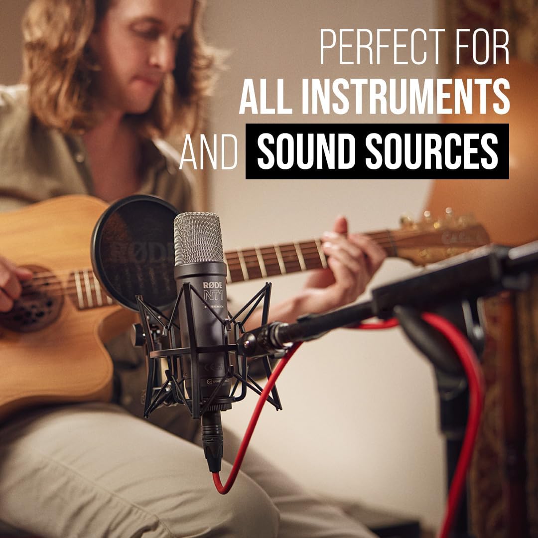 RØDE NT1 5th Gen Large-Diaphragm Studio Condenser Microphone - XLR & USB Outputs - Shock Mount & Pop Filter Included