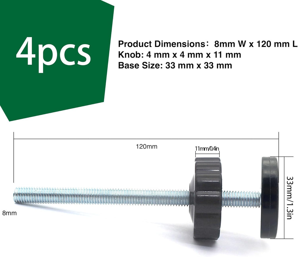 4 Pack 8MM Baby Gate Threaded Spindle Rod, Replacement Hardware Parts Kit for Pet & Dog Pressure Mounted Safety Gates