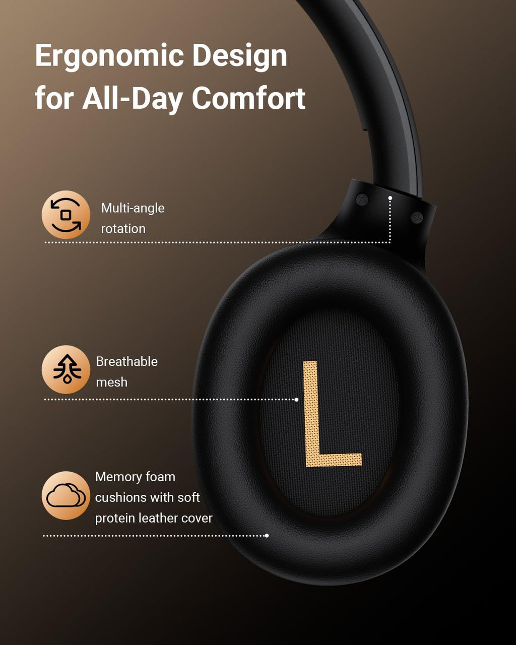 Hybrid Active Noise Cancelling Headphones, Wireless ANC Bluetooth 5.4 Over Ear Headphones, Clear Calls, Deep Bass
