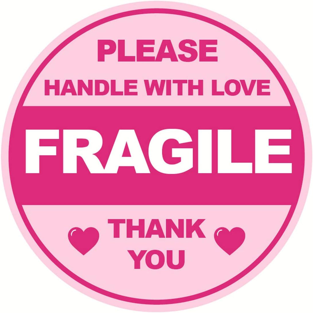 2inch 300pcs Cute Fragile Sticker Handle with Care Thank You Shipping Label