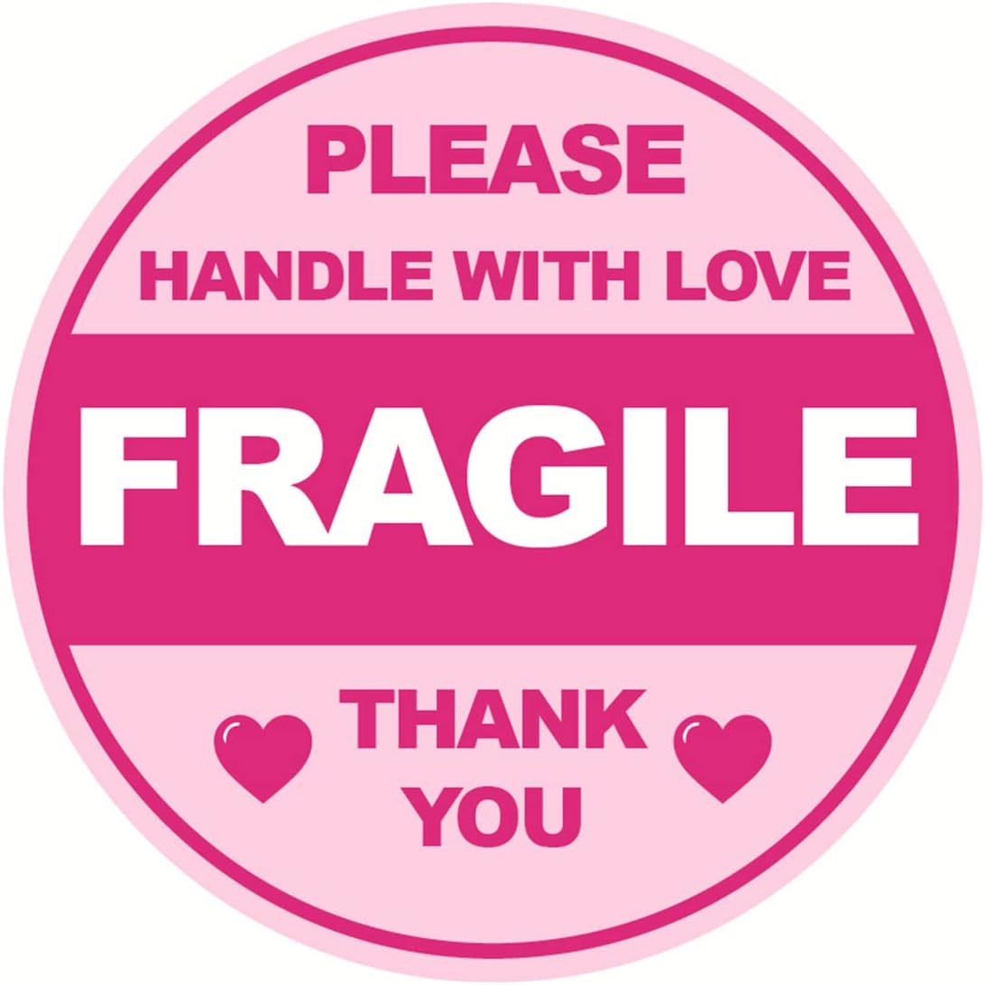2inch 300pcs Cute Fragile Sticker Handle with Care Thank You Shipping Label