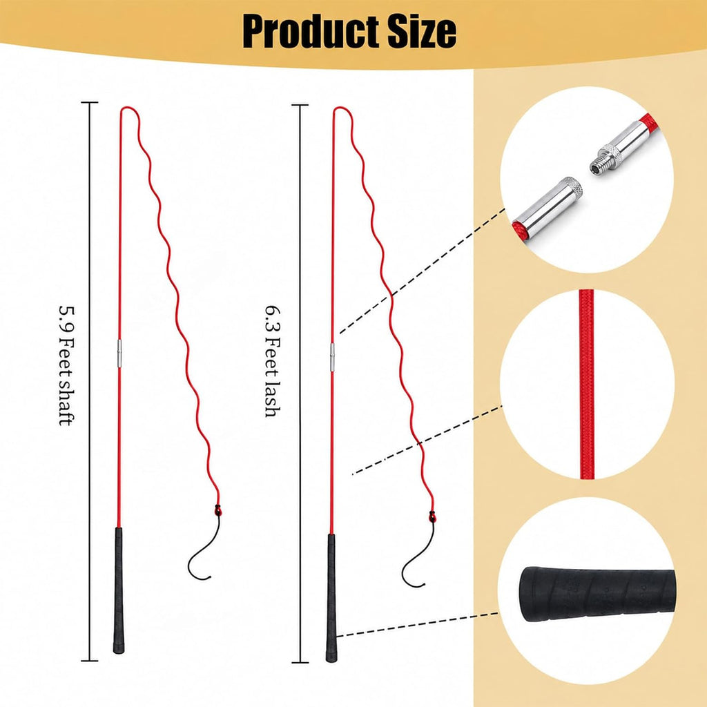 Horse Lunge Whip for Training,5.9 Feet Long Stick with 6.3 Feet Drop, Detachable in 2 Sections – Equestrian Riding &
