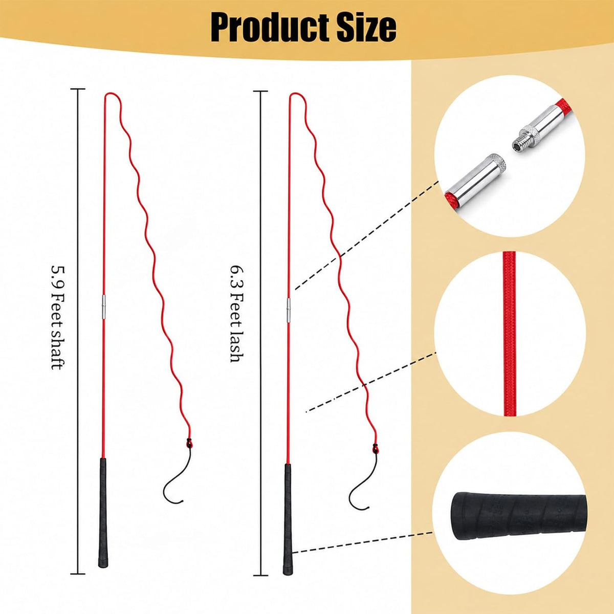 Horse Lunge Whip for Training,5.9 Feet Long Stick with 6.3 Feet Drop, Detachable in 2 Sections – Equestrian Riding &