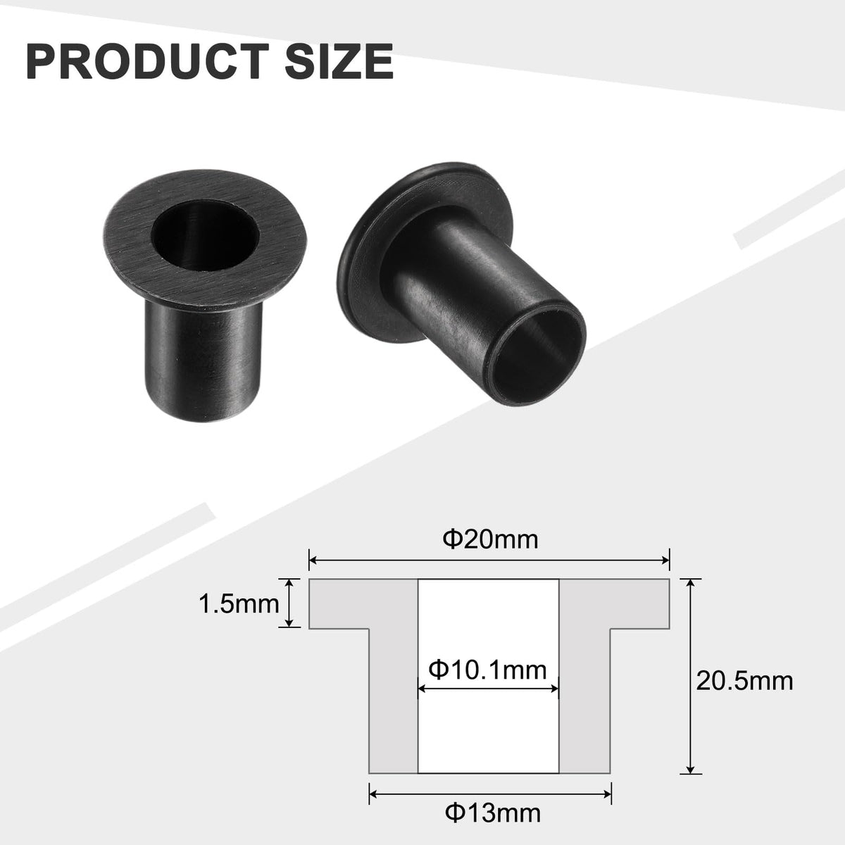 uxcell 12pcs Flanged Sleeve Bearings Plastic Bushings ID 10.1mm x OD 13mm x Length 20.5mm Nylon Bushings, Black