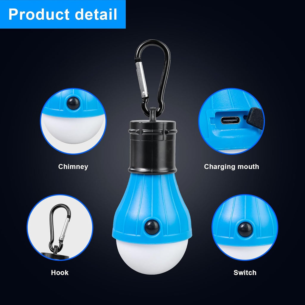 Led Camping Lantern USB Rechargeable,Outdoor Tent Lights | Camping Hanging,with Clip Hook Camping Flashlight (4 Packs