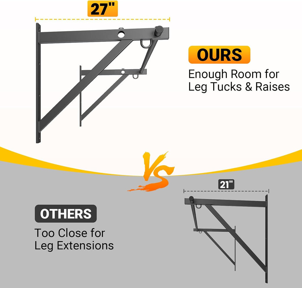 Wall Mounted Pull Up Bar with 500LBS Weight Capacity | 51" Length Chin Up Bar, Easy to Install, Adjustable Strength