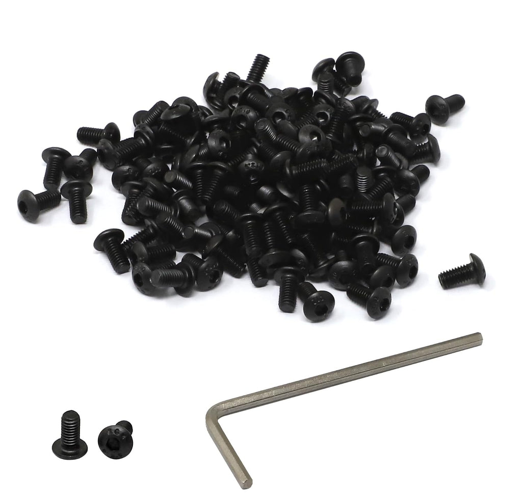 iexcell 100 Pcs M3 x 6mm Thread Pitch 0.5 mm Alloy Steel 12.9 Grade Hex Socket Button Head Cap Screws Bolts Kit, Black Oxide Finish
