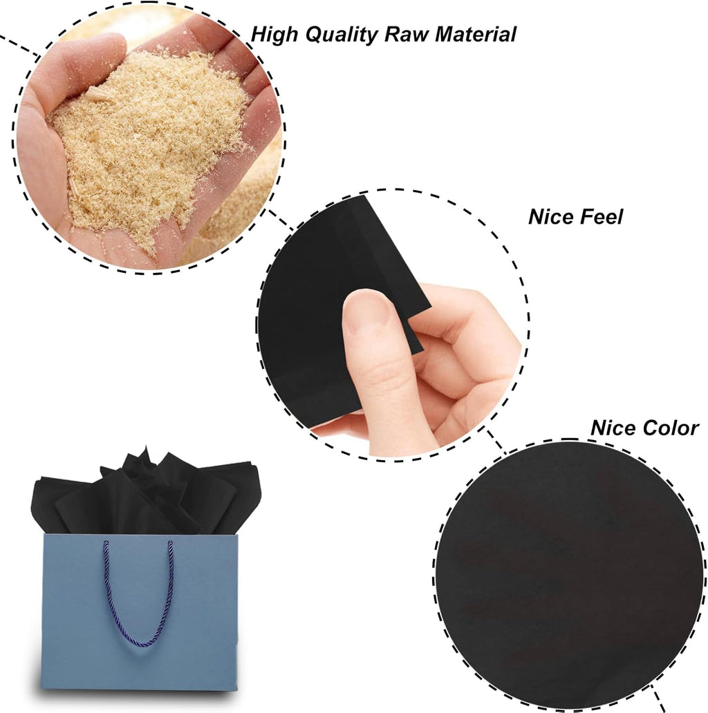 120 Sheet Black Tissue Paper HMUIKFRY 20x14Inch Wrapping Paper