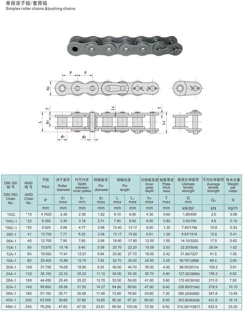 #35 Roller Chain - 3 Feet Carbon Steel Material with 2 Connecting Link Industrial Chain - 96 Links