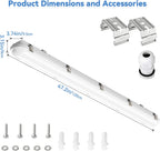 4FT LED Vapor Tight Lights, 60/50/40W 3/4/5000K Adjustable, 2Pack