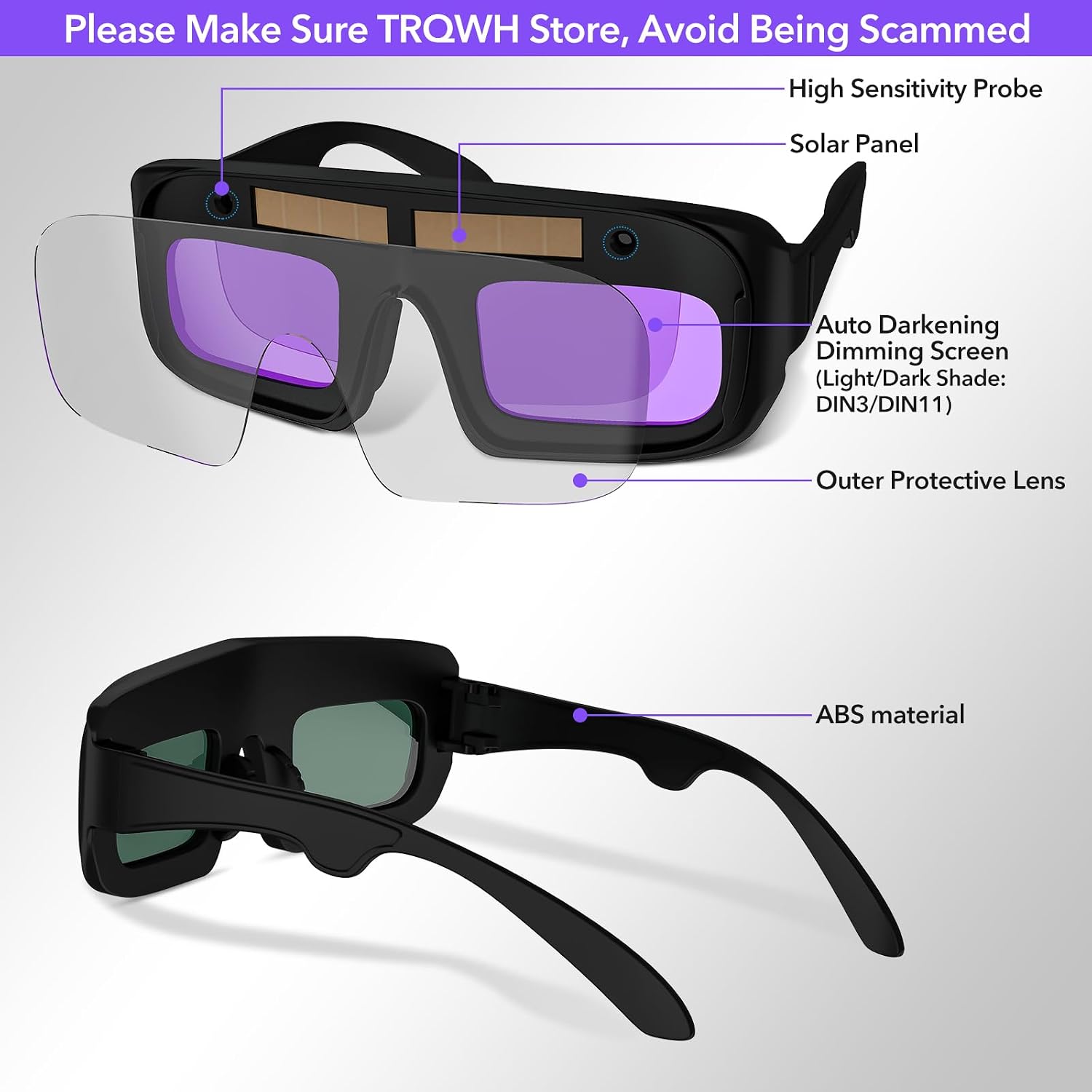 Welding Glasses Auto Darkening Safety Goggles Solar True Color Welder Glasses Eyes Protective PC Lens Welder Mask