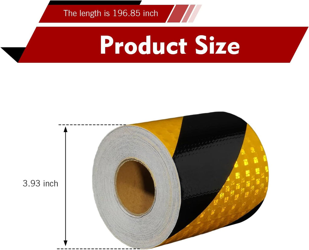 Car Reflective Twill Tape, 3.94 Inch x 16.4 FT Heavy Duty Waterproof Warning Safety Sticker, Strong Adhesive Night
