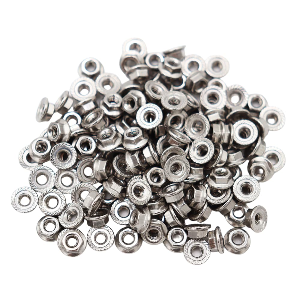 M3x0.5 Flange Nut,150 Pack,304 Stainless Steel Hex Serrated Flange Lock Nut