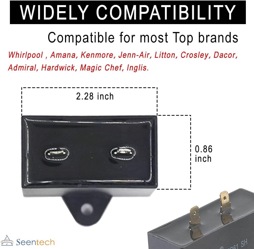 W10613606 Refrigerator Compressor Start Relay and Capacitor by Seentech - Compatible with Whirlpool, Kenmore