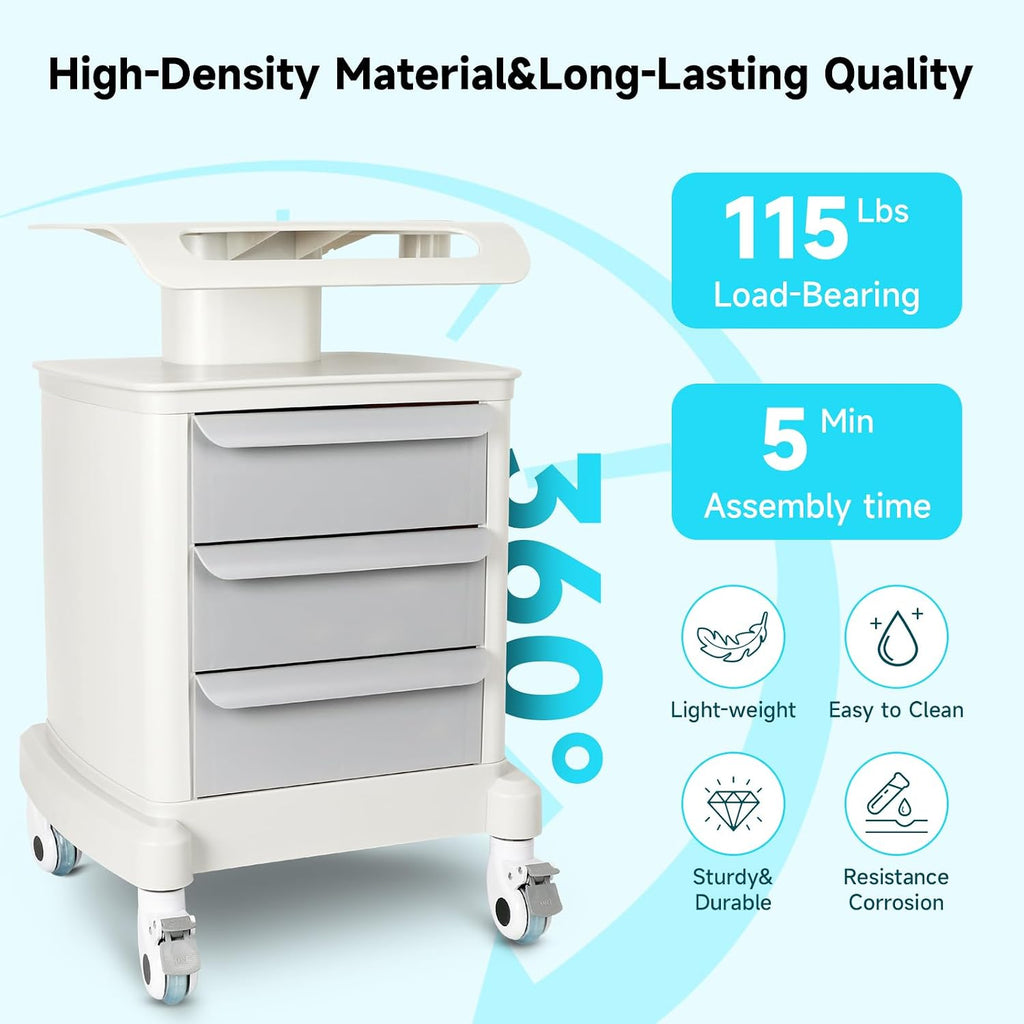 Medical Cart 4-Tier Mobile Ultrasound Cart Beauty Salon Storage Trolley