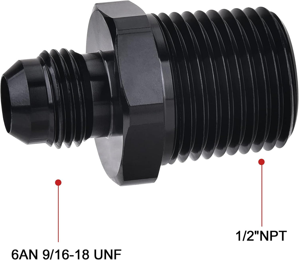 EVIL ENERGY 6AN Male Flare to 1/2" NPT Pipe Fitting Adapter Straight 2PCS