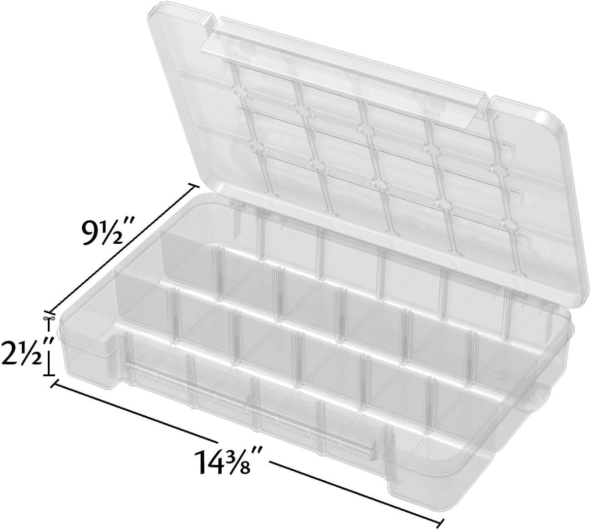Plastic Portable Parts Storage Case for Hardware and Crafts with Hinged Lid and 5 Adjustable Dividers