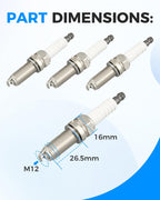 4-Pack Spark Plug Fits for NGK 92650 LKR6E, Fit for Yamaha