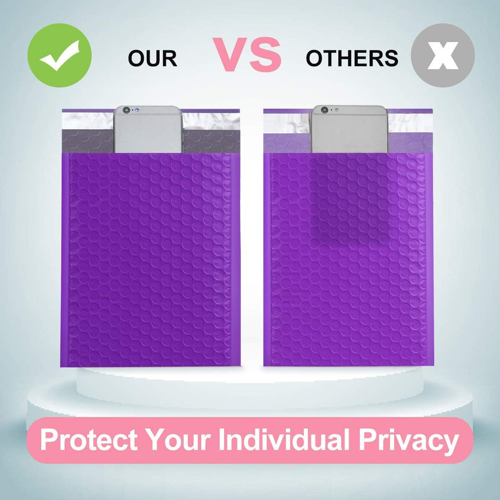 Bubble Mailers 9.5x14.5" 25 Pack Usable Size 9.5x13.5" Purple Padded