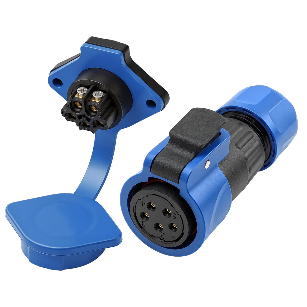 ZBLZGP FD20 5 Pin Solder-Free IP68 Dustproof Quick Lock Connector, Screw Terminal Diagonal Fixed Plug for Industrial Control Panel Wall Mount Installation