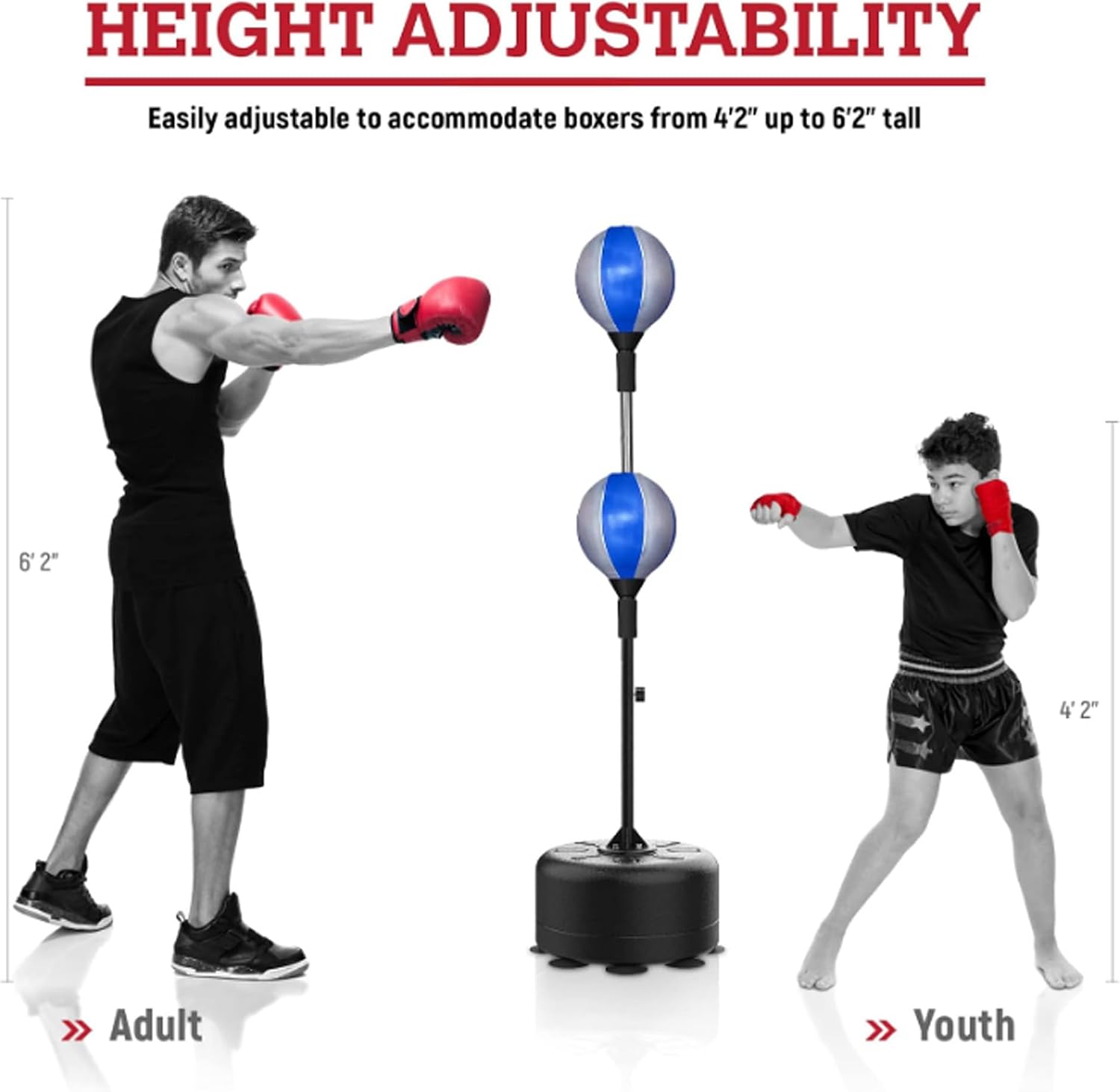 Cobra Reflex Bag, Fast Action Punching Bag with Stand, Punching Bags for Adults and Teens, Adjustable Height Boxing