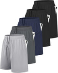 5 Pack Boys Basketball Athletic Shorts Quick Dry with Pockets | Moisture Wicking, Active Performance Shorts for Teen