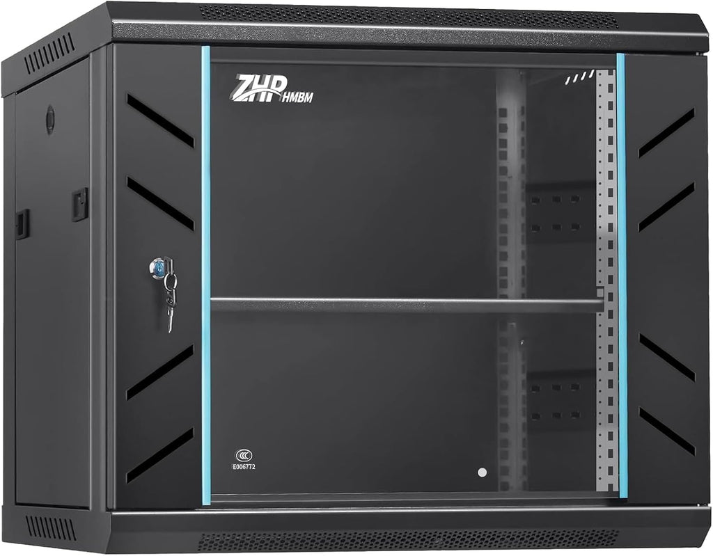 9U Wall Mount Server Cabinet with Lockable Door Heavy Duty IT Network Rack Enclosure for Data Centers & Network Equipment