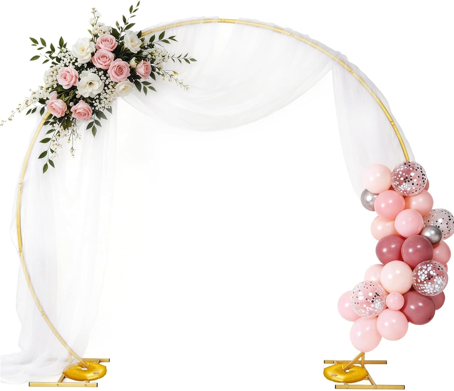 Round Backdrop Stand 8FT Gold Balloon Arch Stand Metal Circle Arch