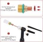 43Pcs TIG Welding Torch Stubby Gas Lens #10 Glass Cup Kit