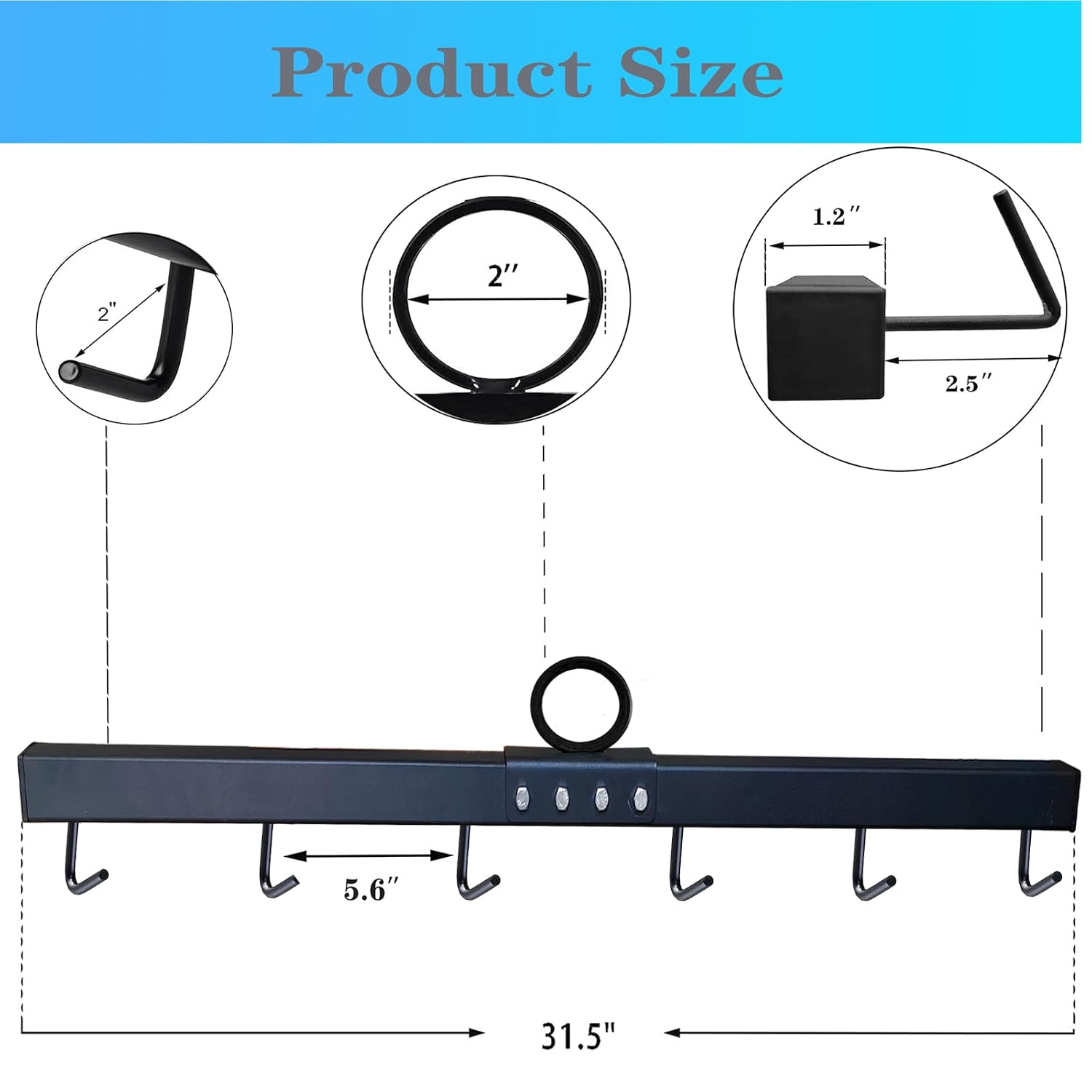 31.5" Fence Stretcher Bar 6 Thickened Hooks Steel Chain Link Fabric Fence Stretcher Woven Wire Fence Stretcher Fabric