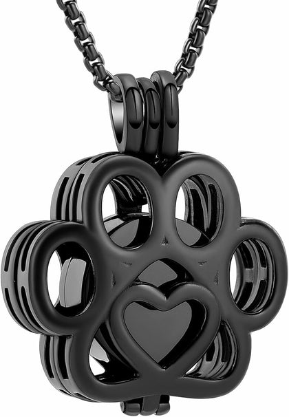 Pet Cremation Jewelry For Ashes For Dog/Cat Paw Stainless Steel Memorial Locket Urn Necklace Inside Mini Case