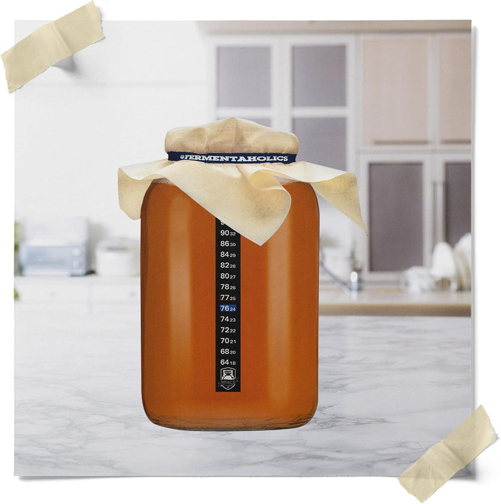 2 One-Gallon Glass Kombucha Jars & Breathable Muslin Cloth Covers, and Rubber bands | 2 Pack Gallon Jars | Perfect